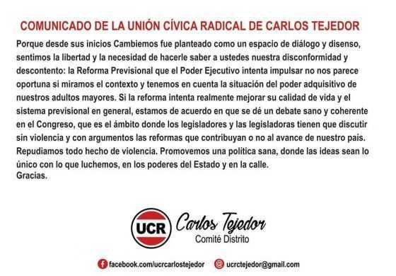  El radicalismo manifestó su desacuerdo a la reforma jubilatoria