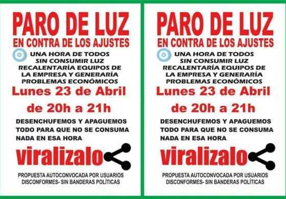  Convocan a un apagón por los tarifazos