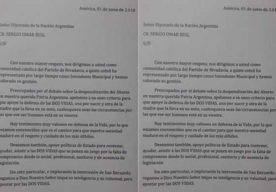  El cura local quiere que Buil revea su posición sobre el aborto