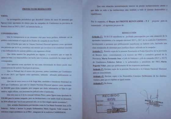  Se aprobó un proyecto del massismo con el objetivo de que se esclarezca el caso de los aportantes truchos a la campaña de Cambiemos