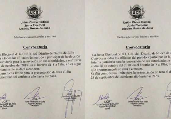  La UCR convocó a elecciones para octubre y amanecen 5 listas en disputa de la conducción local